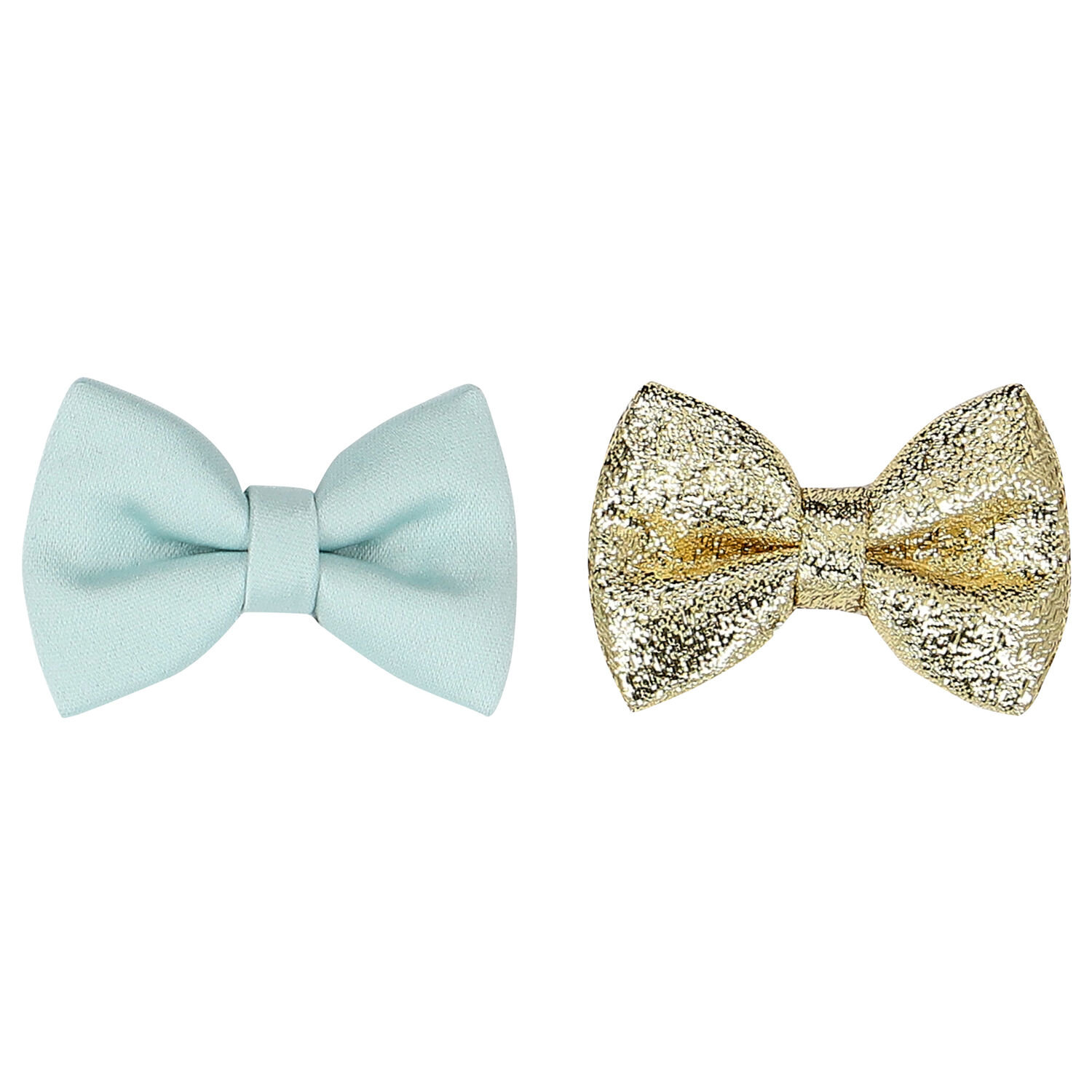 Girls Blue & Gold Bow Hair Clips ( 2 Pack ), 2, hi-res