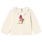 Younger Girls Ivory Squirrel Long Sleeve Top, 1, hi-res