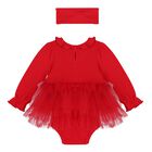 Baby Girls Red Bow Tulle Dress Set , 1, hi-res