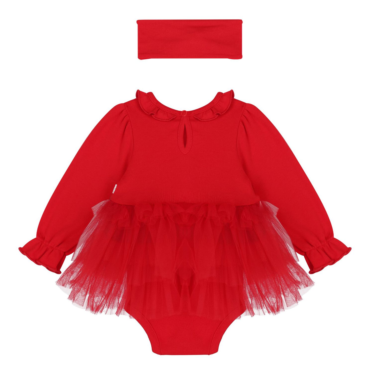 Baby Girls Red Bow Tulle Dress Set , 1, hi-res