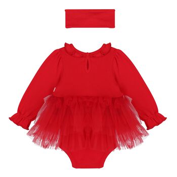 Baby Girls Red Bow Tulle Dress Set 