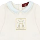 Baby Boys Blue & Ivory Logo Babygrow, 2, hi-res