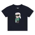 Younger Boys Navy Blue & Ivory Logo Shorts set, 1, hi-res