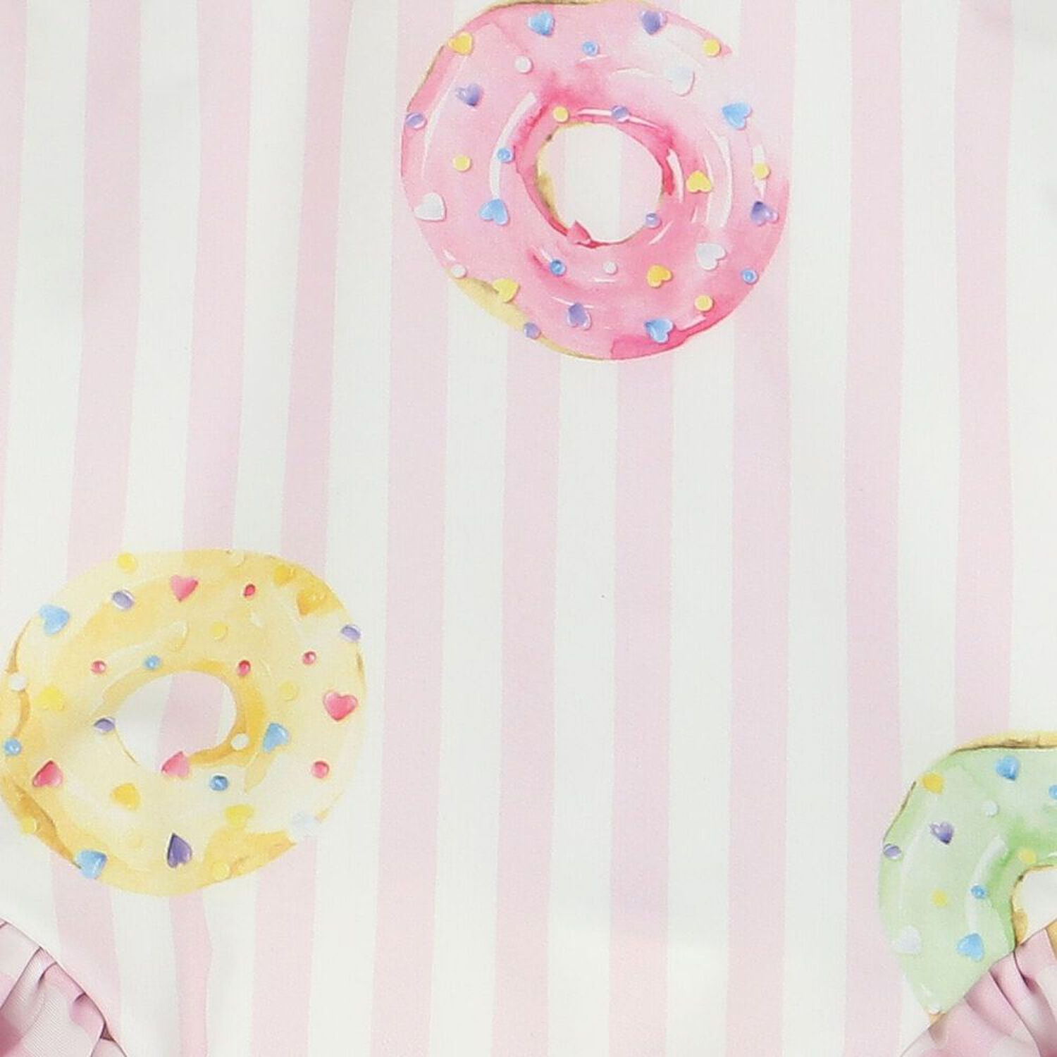 Girls White & Pink Striped Donuts Swimsuit, 1, hi-res