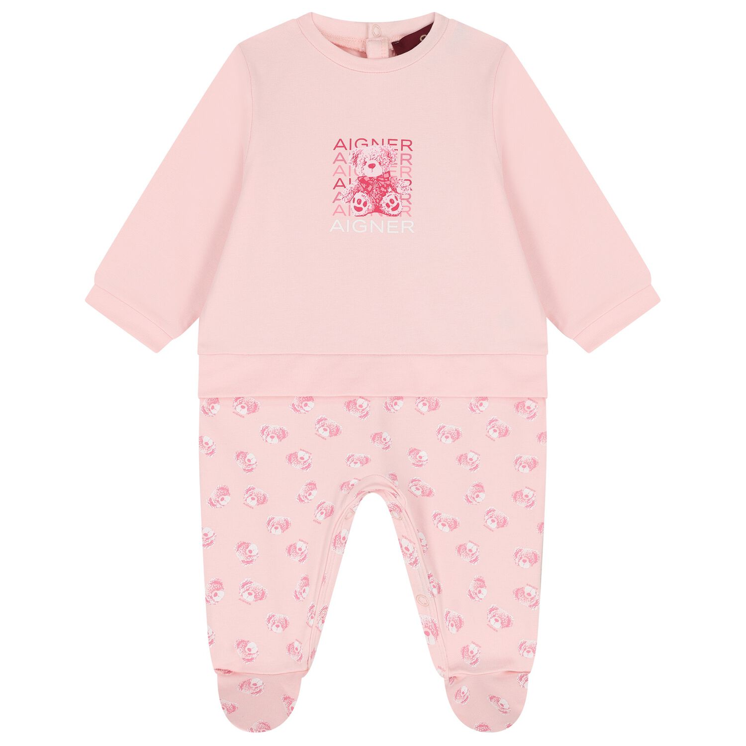 Baby Girls Pink Teddy Bear Logo Babygrow, 3, hi-res