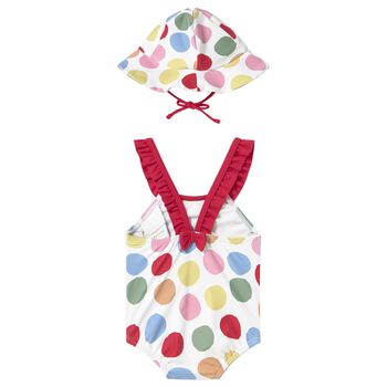 Baby Girls Multi-Coloured Swimsuit & Hat Set