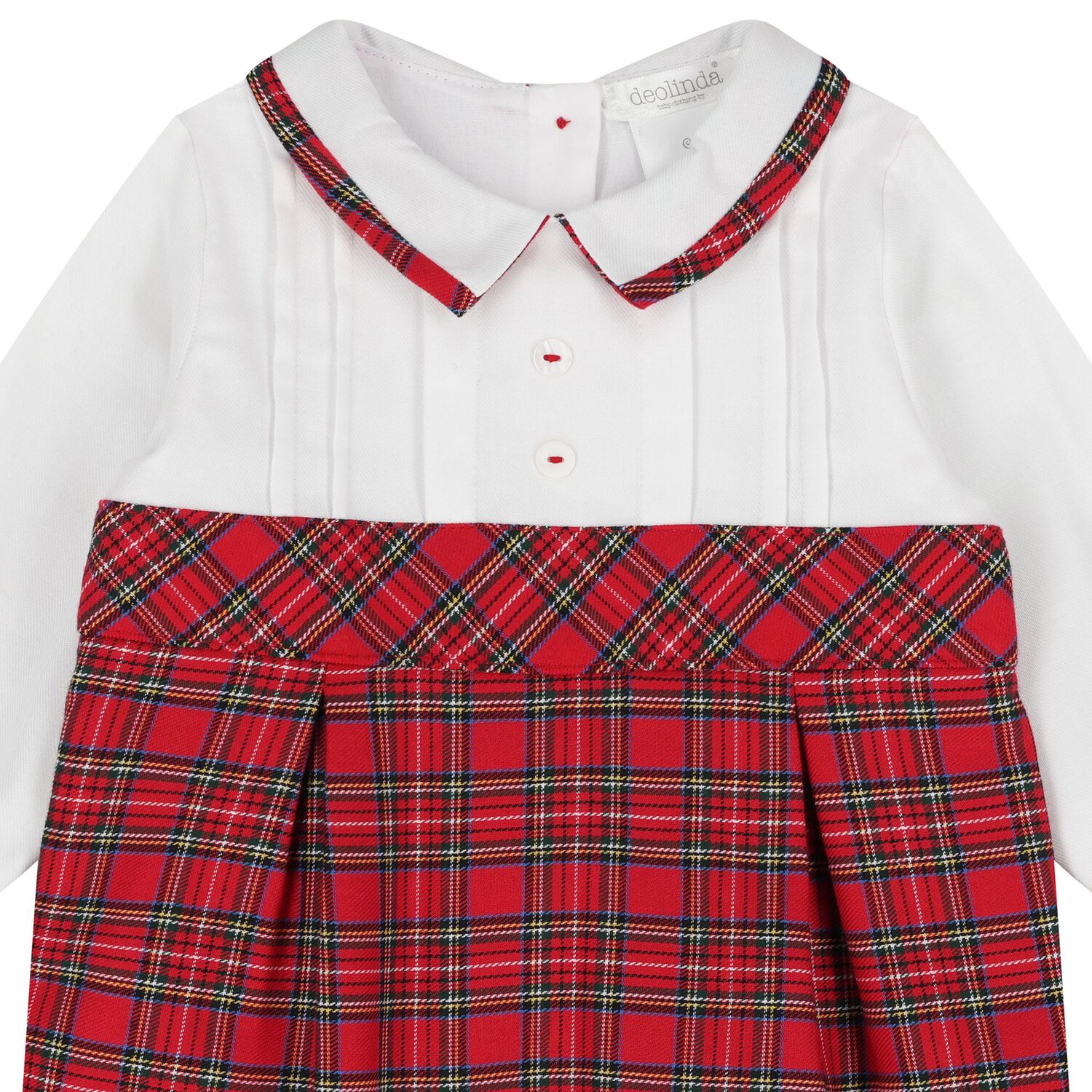 Baby Boys White & Red Tartan Romper, 1, hi-res