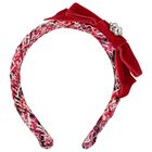 Girls Red Tweed Bow Headband, 1, hi-res