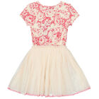 Girls Pink & Ivory Floral Tulle Dress, 1, hi-res