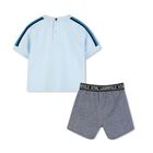 Boys Blue Logo Shorts Set, 1, hi-res