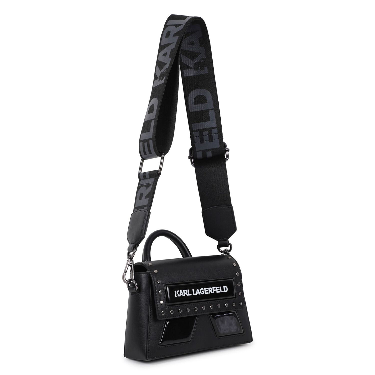Girls Black Logo Hand Bag, 1, hi-res