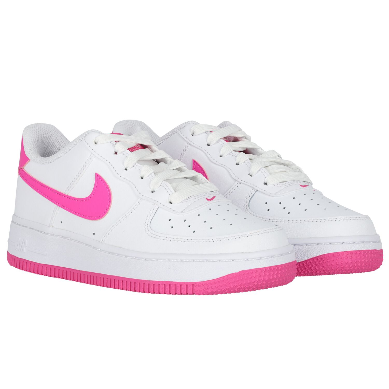 Girls White & Pink Air Force 1 Trainers, 2, hi-res image number null