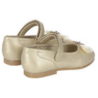 Younger Girls Gold Bow Ballerina Shoes, 1, hi-res