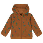 Younger Boys Brown Bear Hooded Zip Up Top, 1, hi-res