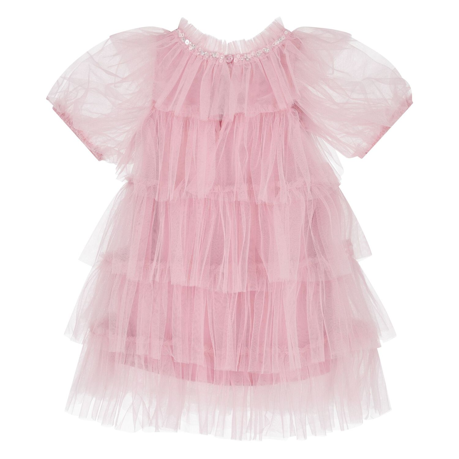 Baby Girls Pink Embellished Tulle Dress Set, 1, hi-res