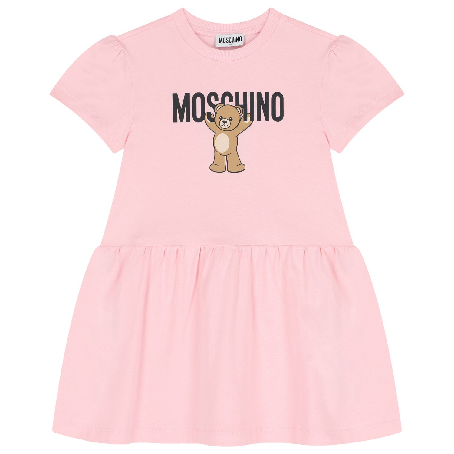 Girls Pink Teddy Bear Logo Dress, 2, hi-res