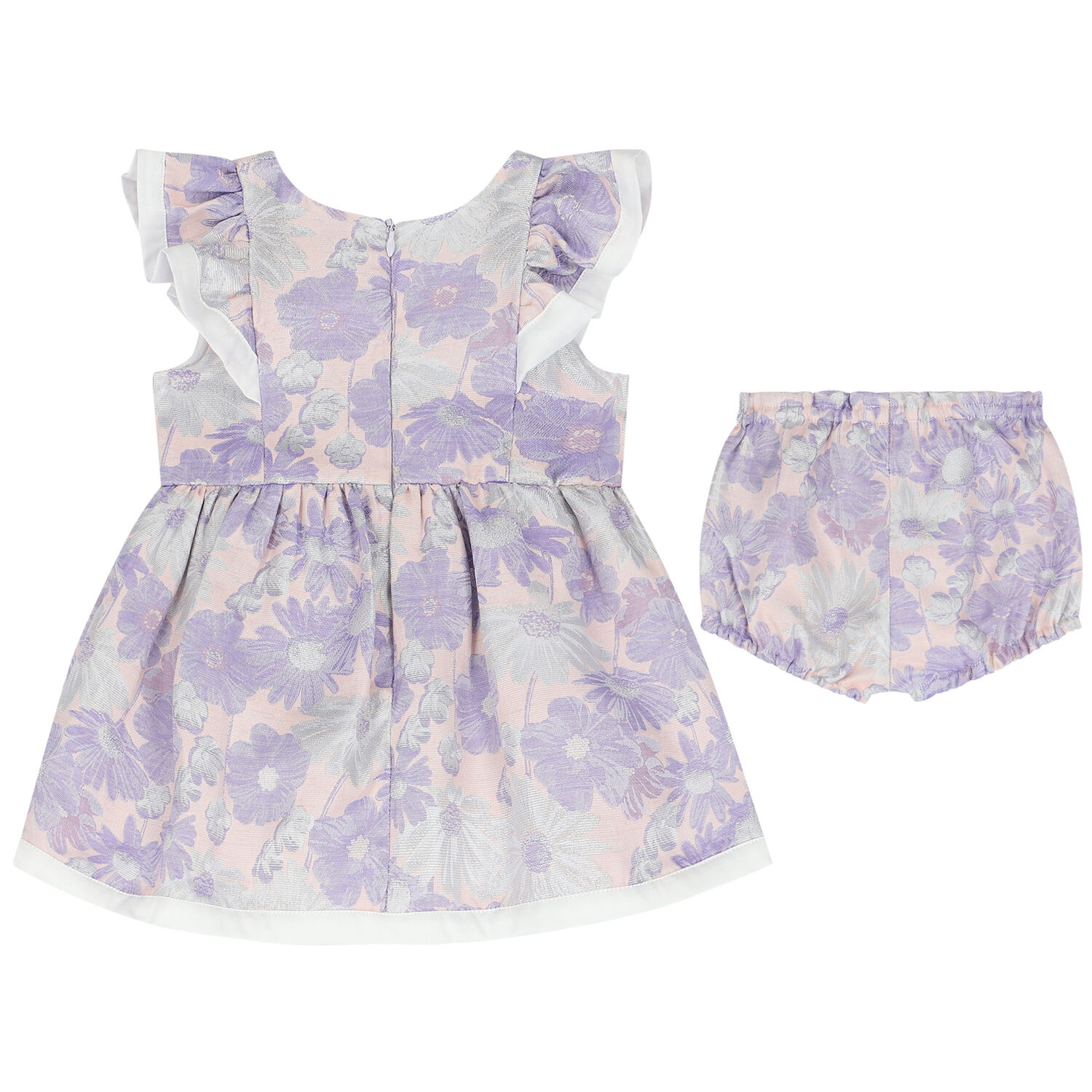 Baby Girls Lilac Floral Jacquard Dress Set, 1, hi-res image number null
