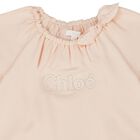 Baby Girls Pink Logo Romper, 1, hi-res