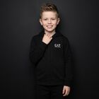 Boys Black Logo Hooded Zip Up Top, 3, hi-res