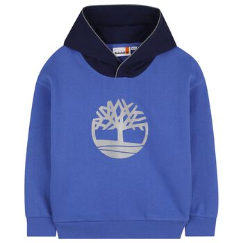 Boys Blue Logo Hooded Top