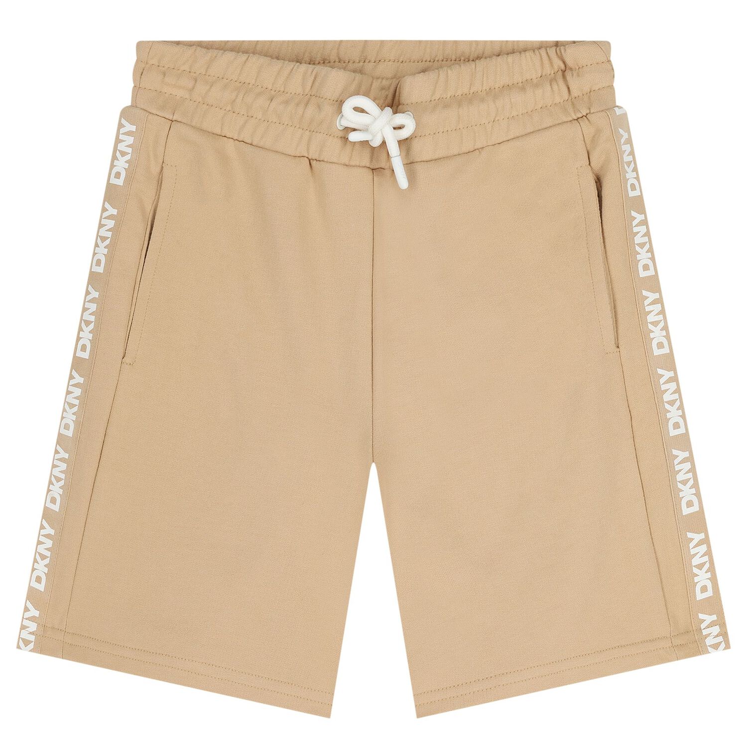 Boys White & Beige Logo Shorts Set, 1, hi-res