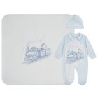 Baby Boys Blue & White Teddy Bear Babygrow Gift Set, 1, hi-res