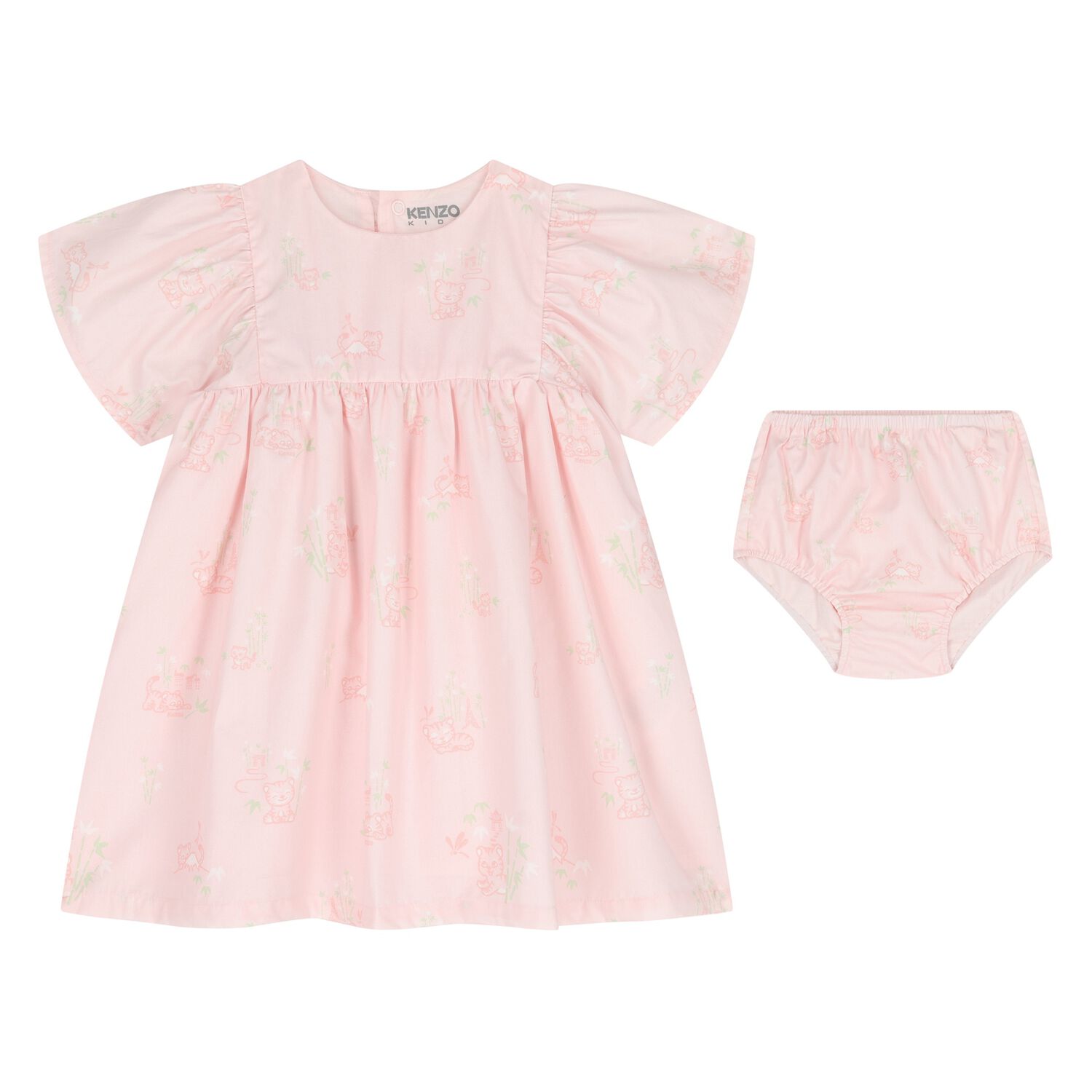 Younger Girls Pink Tiger Dress Set, 1, hi-res