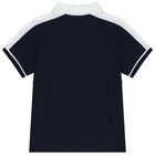 Younger Boys Navy Blue & White Logo Polo Shirt, 1, hi-res