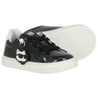 Girls Black Glitter Logo Trainers, 1, hi-res