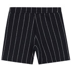 Younger Boys Navy Blue Logo Shorts, 1, hi-res