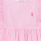 Baby Girls Pink & White Striped Logo Romper, 1, hi-res