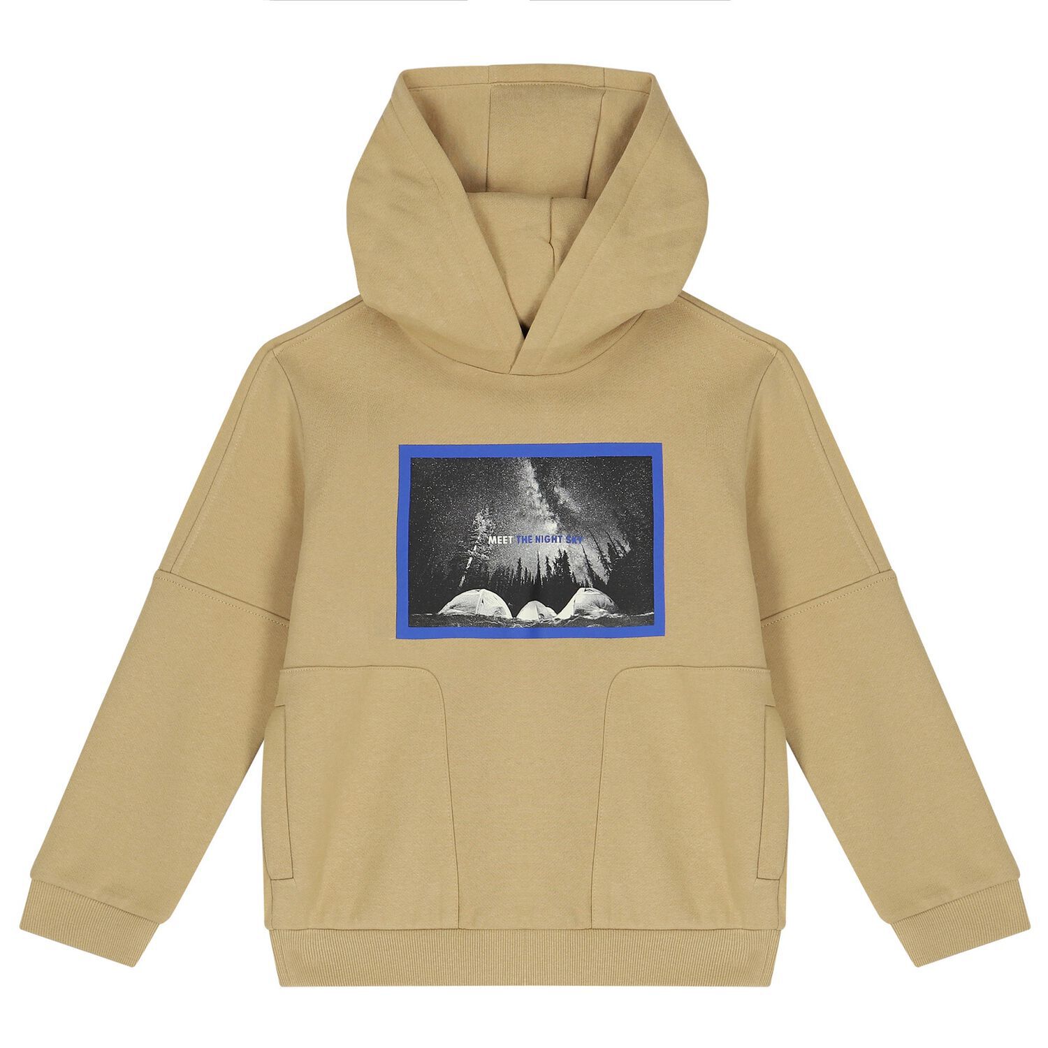 Boys Beige Hooded Top, 1, hi-res