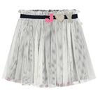 Girls White Tulle Skirt, 1, hi-res