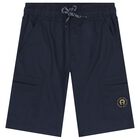 Boys Navy Blue Logo Shorts, 3, hi-res