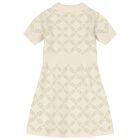 Girls Ivory & Gold Logo Knitted Polo Dress, 1, hi-res