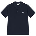 Boys Navy Blue Logo Polo Shirt, 3, hi-res