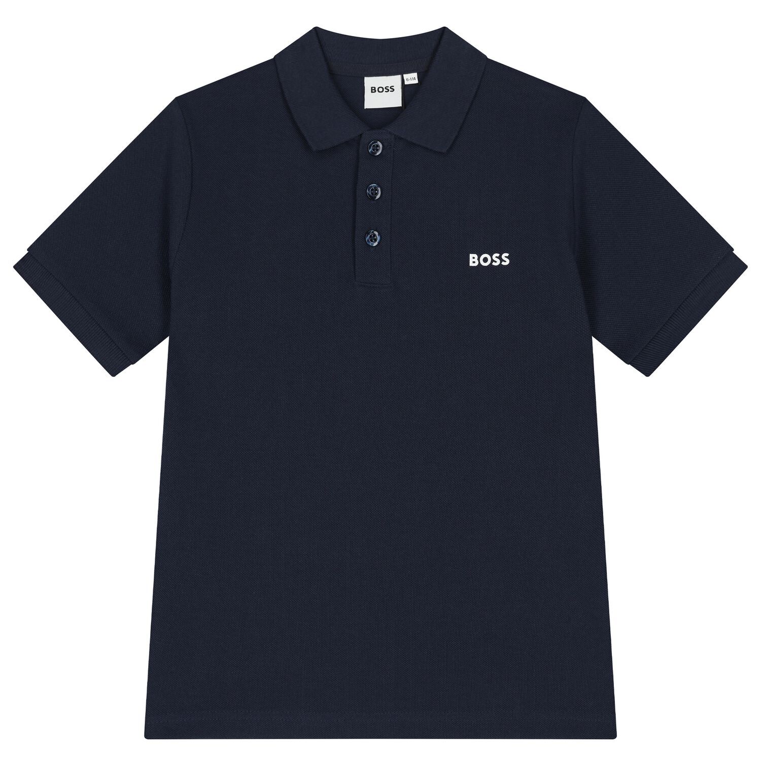 Boys Navy Blue Logo Polo Shirt, 3, hi-res