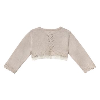 Baby Girls Beige Lace Trim Cardigan