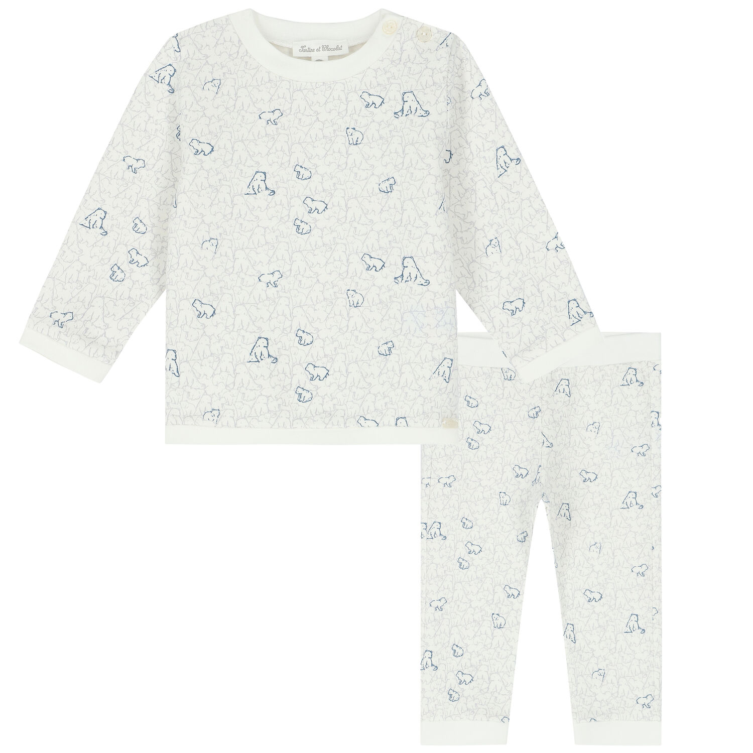 Baby Boys Ivory Polar Bear Pyjamas, 1, hi-res
