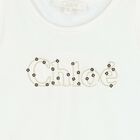 Girls White Sequin Logo Top, 1, hi-res