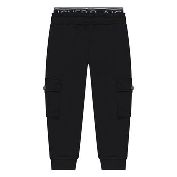 Younger Boys Black Logo Joggers