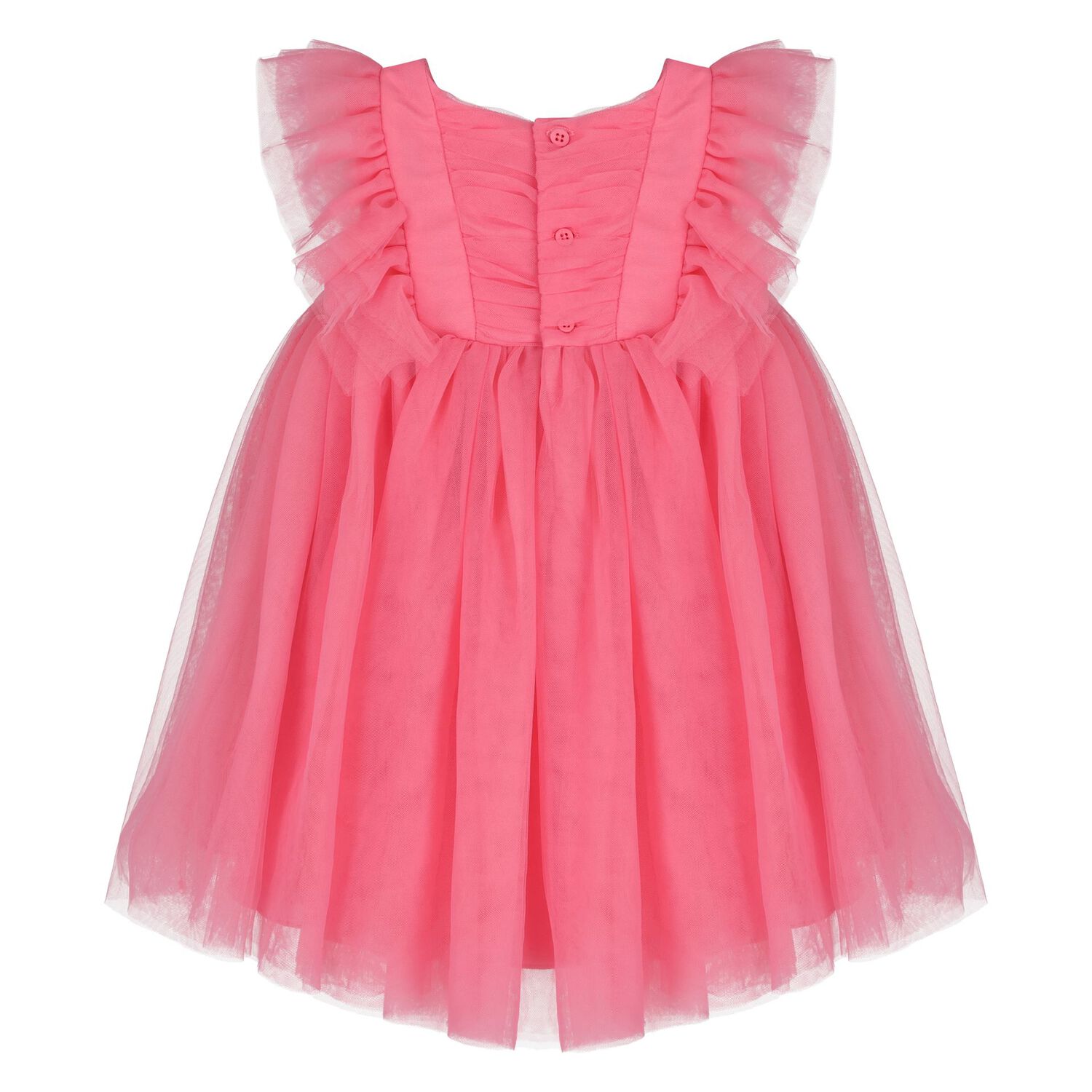 Younger Girls Pink Tulle Dress, 1, hi-res