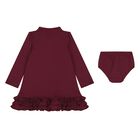 Baby Girls Burgundy Ruffled Polo Dress Set, 2, hi-res