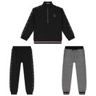Boys Black 3 Piece Tracksuit , 1, hi-res