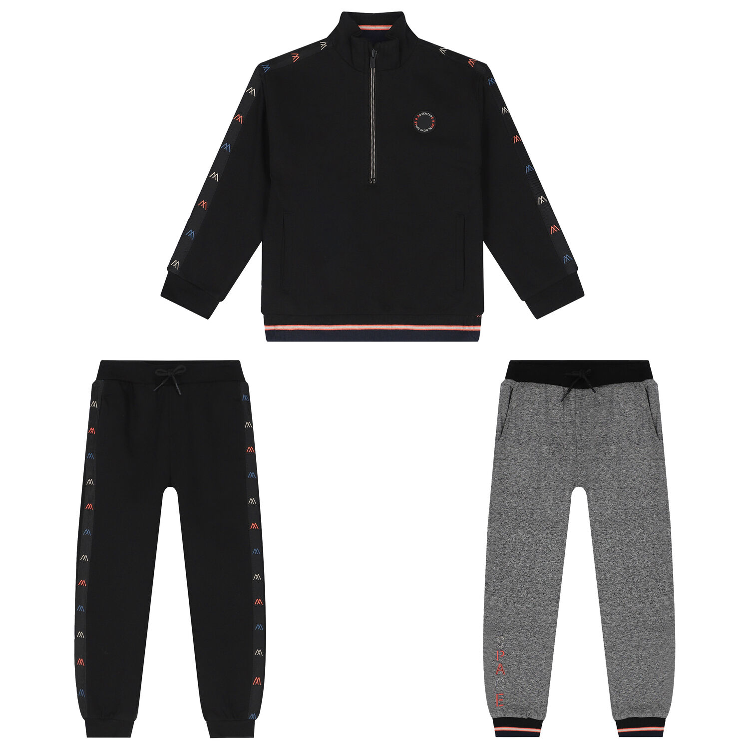 Boys Black 3 Piece Tracksuit , 1, hi-res