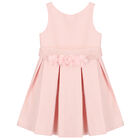 Girls Pink Flower Satin Dress, 2, hi-res