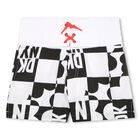 Girls Black & White Logo Swim Shorts, 1, hi-res