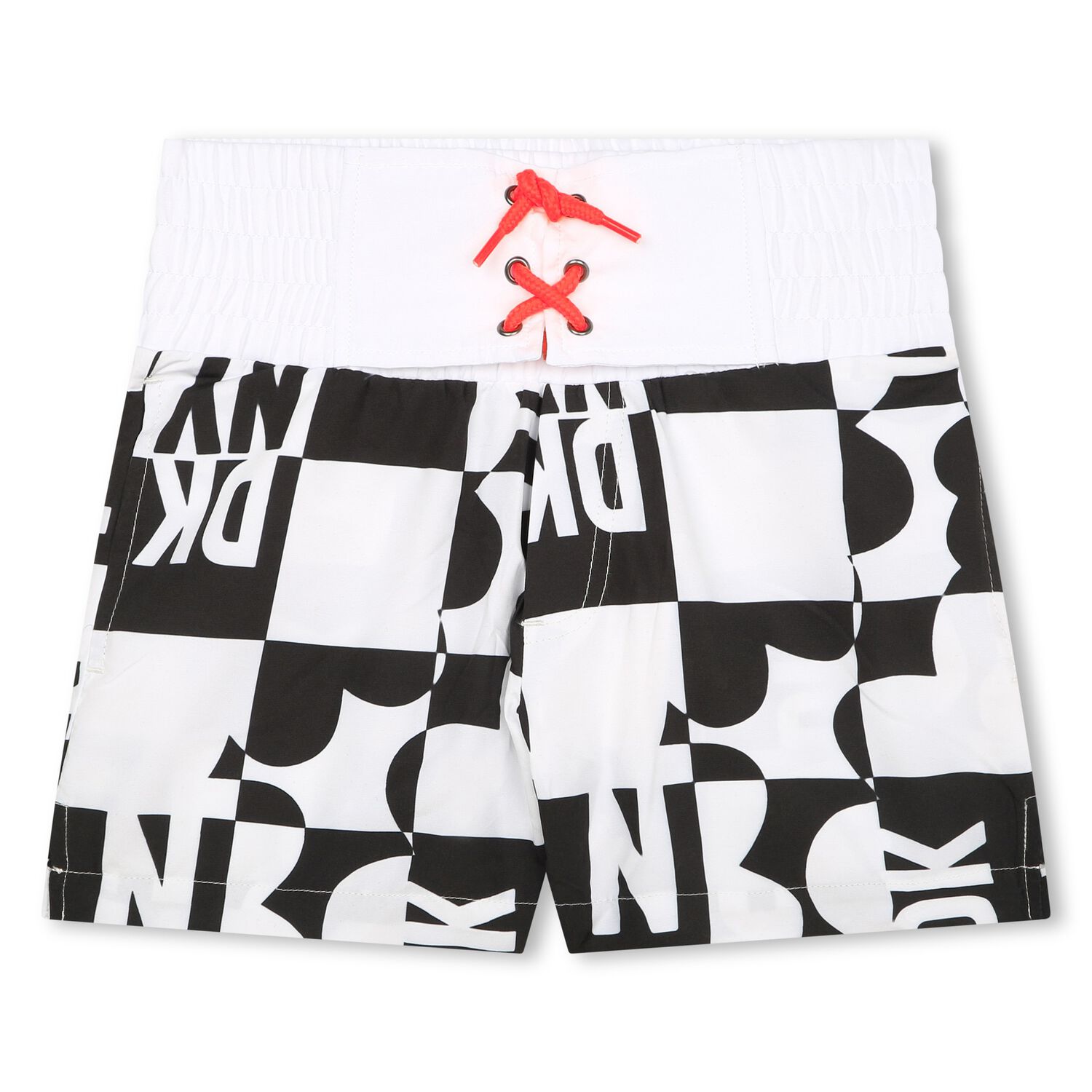 Girls Black & White Logo Swim Shorts, 1, hi-res