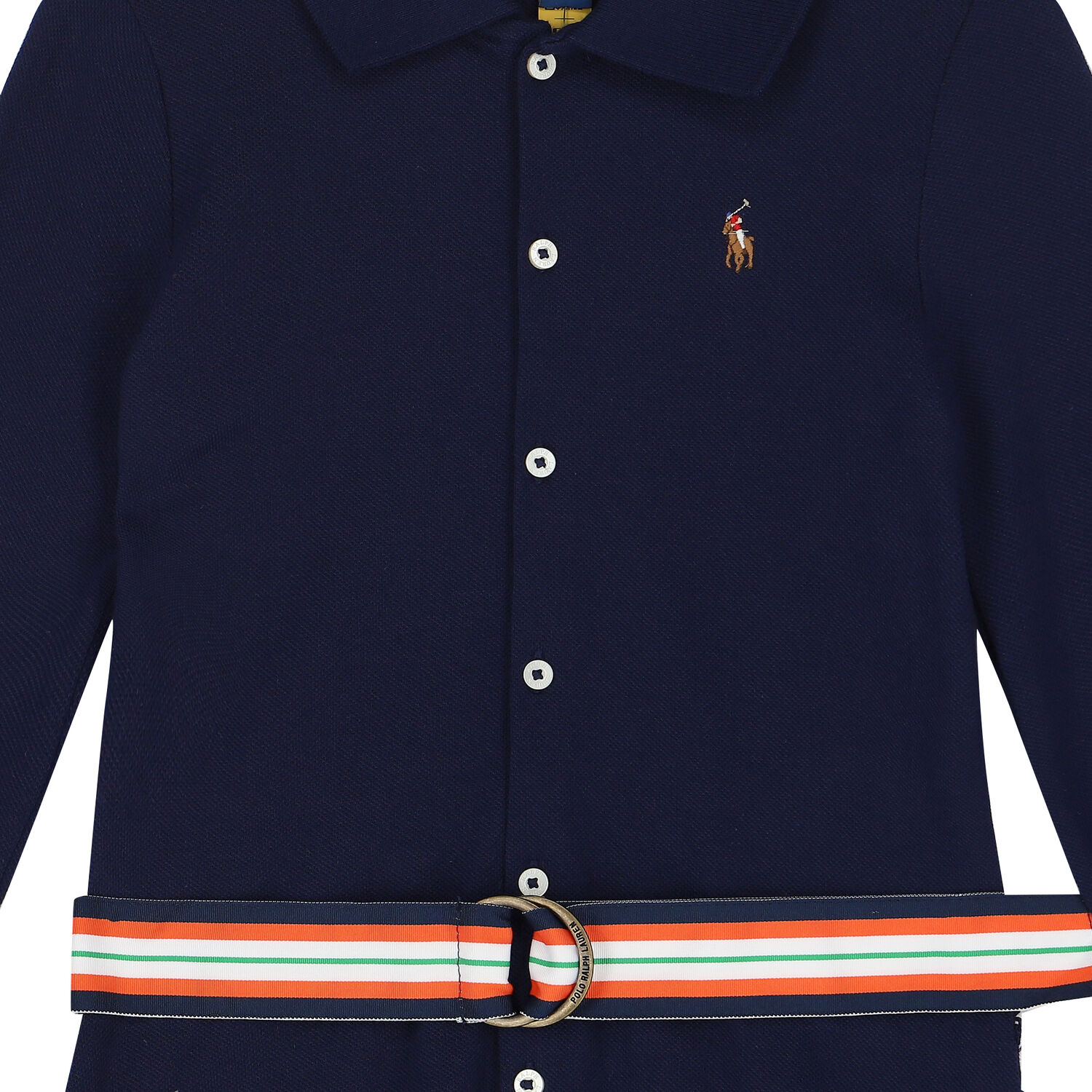 Girls Navy Logo Polo Dress, 1, hi-res
