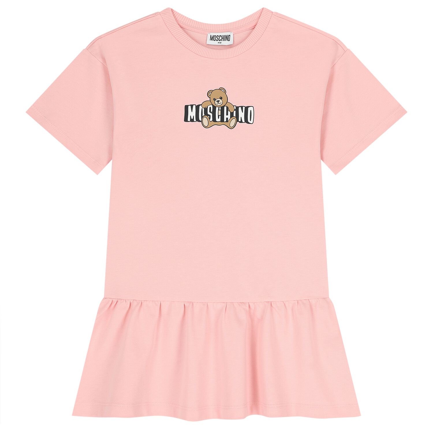 Girls Pink Teddy Bear Logo Dress, 4, hi-res